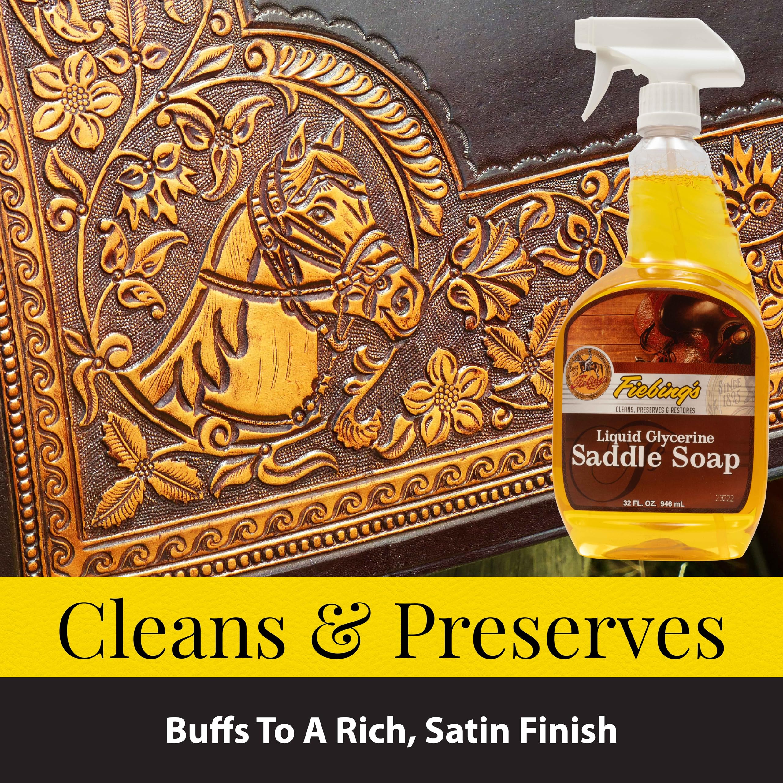 Tough 1 Fiebing's saddle soap spray application enables quick maintenance and even coverage.