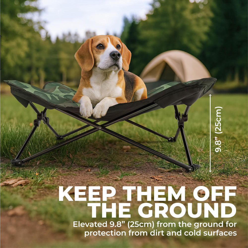 Collapsible dog bed from Tough Outdoors with included travel case