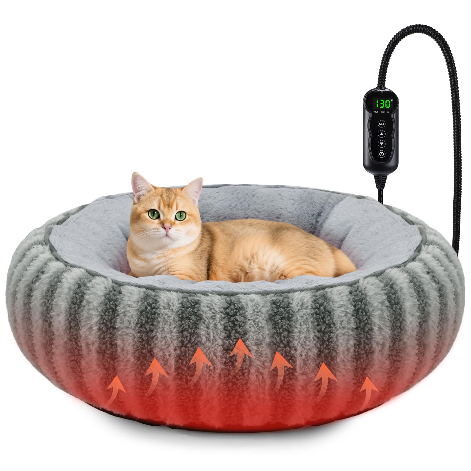Tovve heated cat bed hero shows cozy donut shape for warmth
