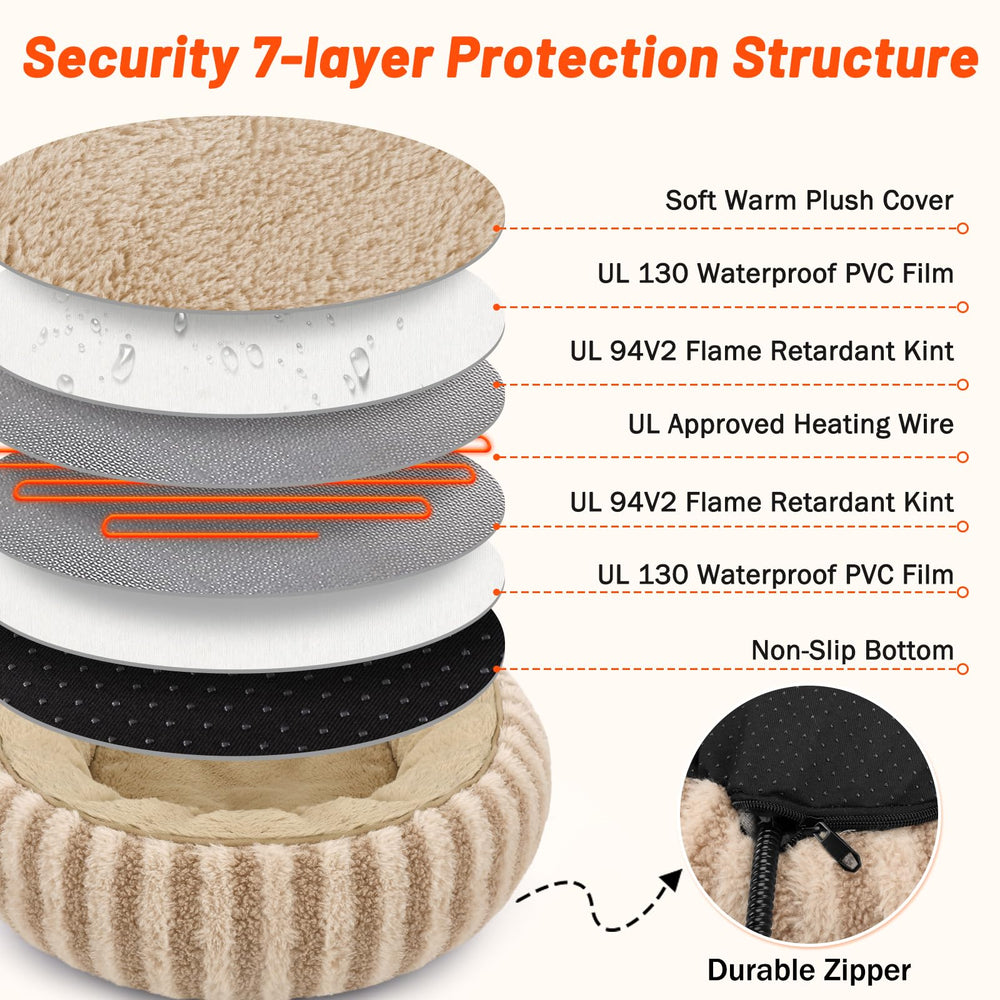 Tovve heated cat bed removable heater for easy washing and all season use