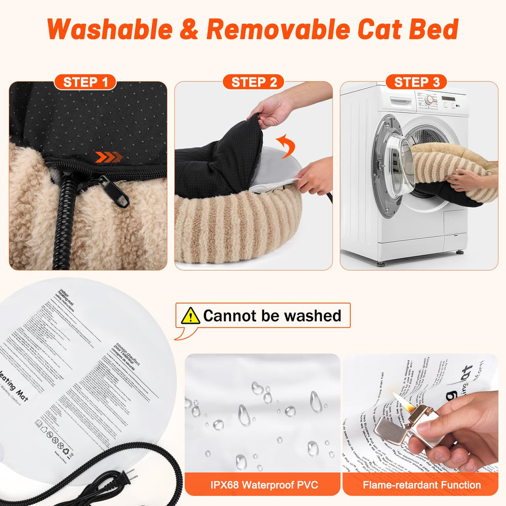 Tovve heated cat bed waterproof outer envelope protects interior