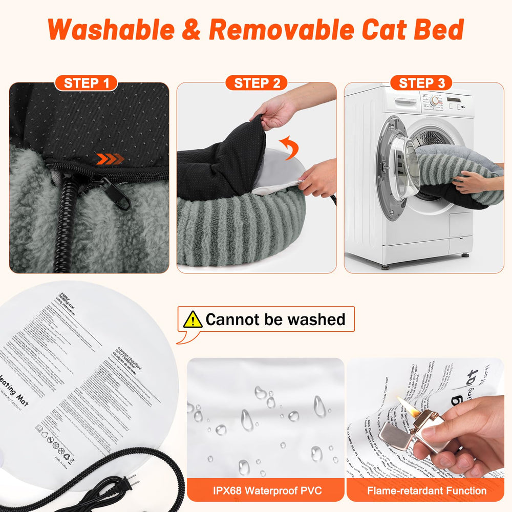 Tovve heated cat bed machine-washable cover for quick refresh