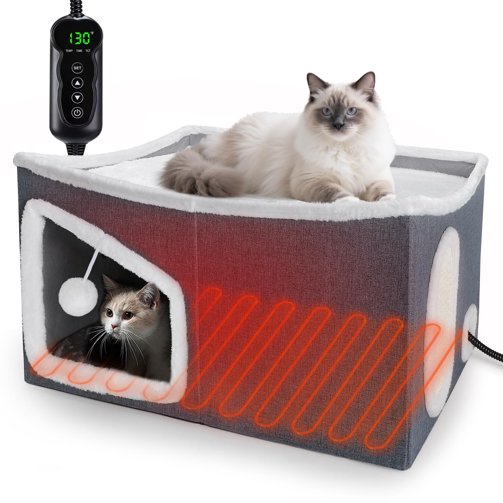 Tovve Heated Cat House exterior shows sturdy, inviting indoor warmth