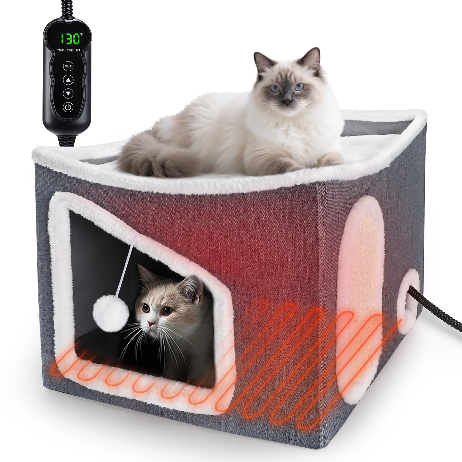 Tovve heated cat house front view shows a warm retreat for indoor cats.