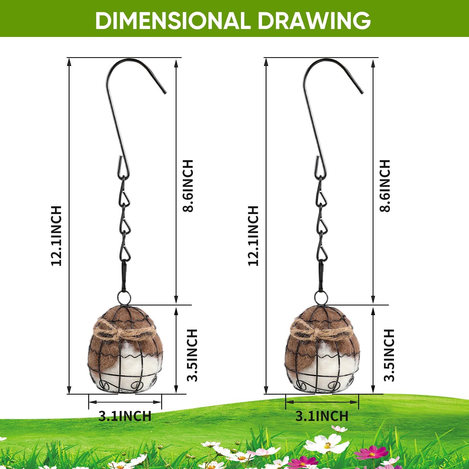TOWDREU nesting ball with sturdy hook and chain setup