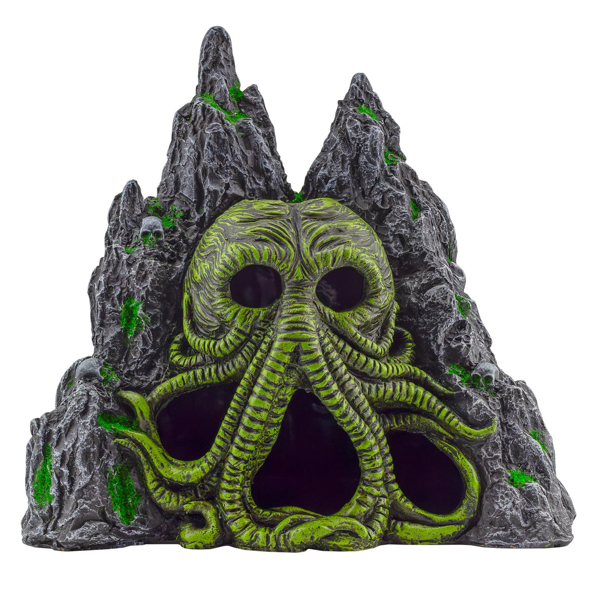 Toy Vault Cthulhu monster front-view aquarium cave hideaway makes a dramatic centerpiece