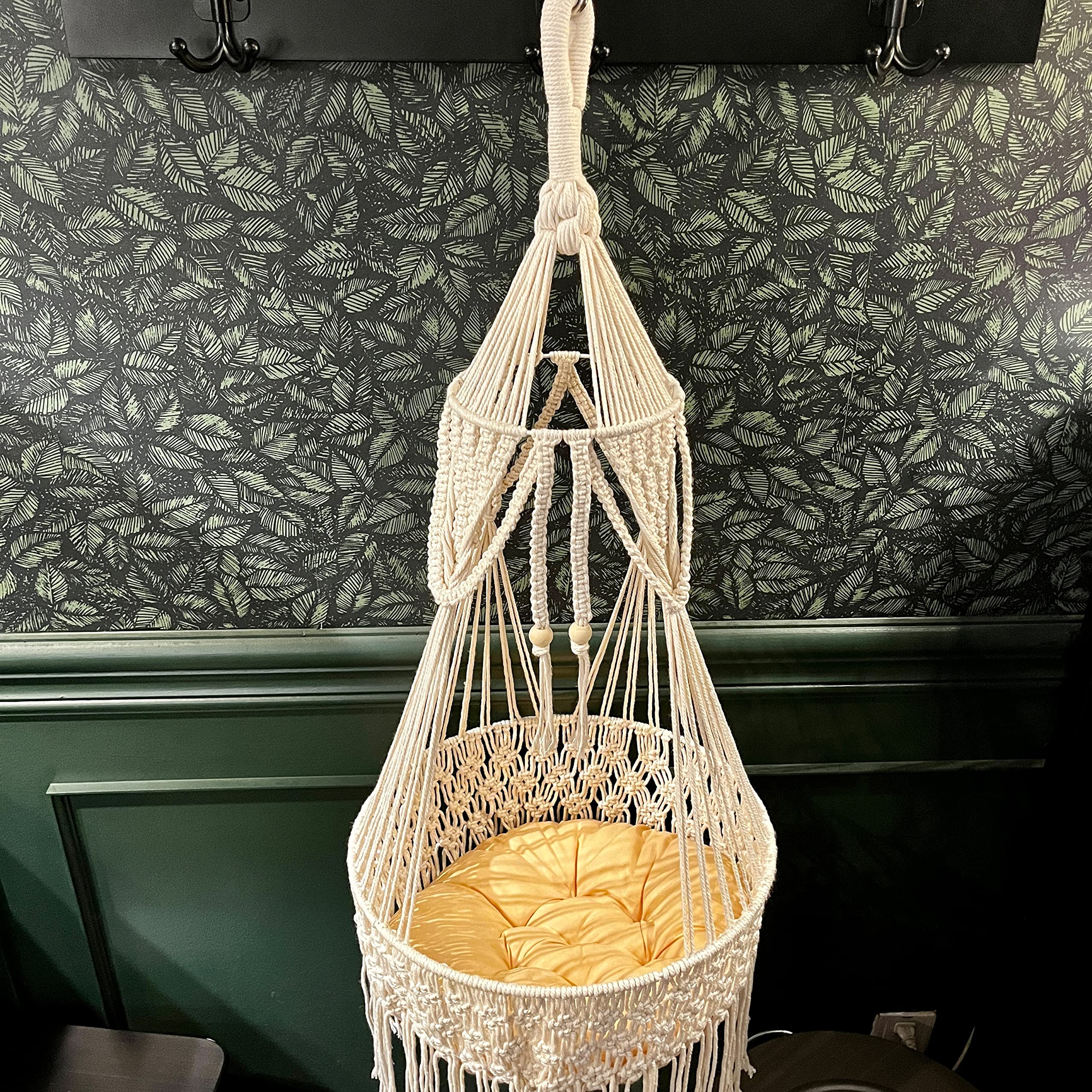 TOYAFUN Macrame Cat Hammock handcrafted cotton fibers for durable, safe cat resting