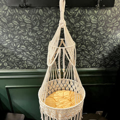 TOYAFUN Macrame Cat Hammock handcrafted cotton fibers for durable, safe cat resting