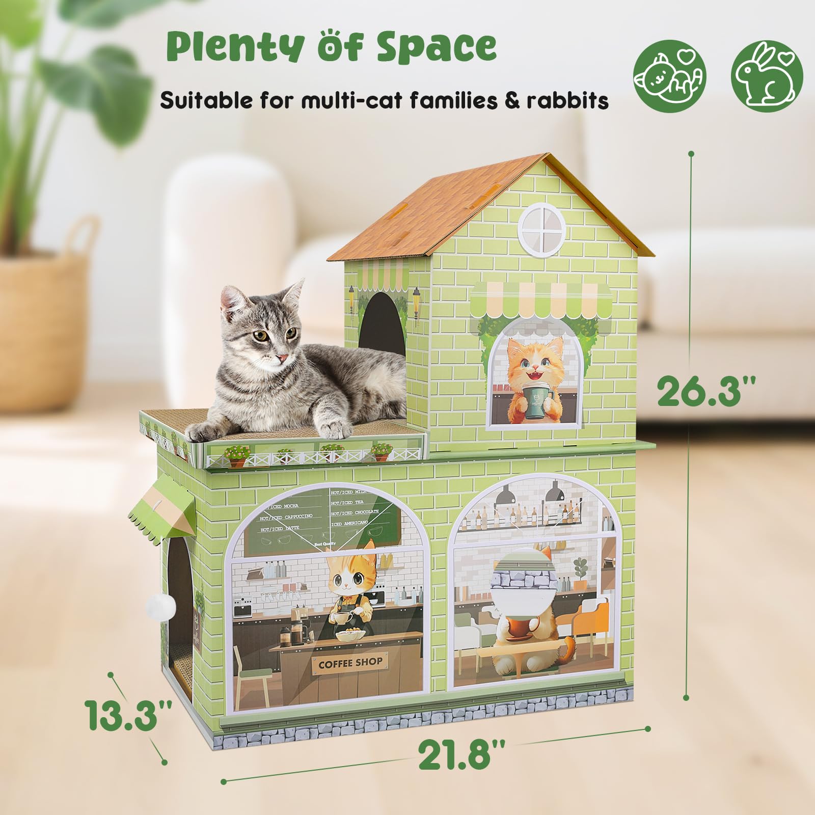 TOYSBOOM cat house fuzzy ball adds immediate interactive playtime.