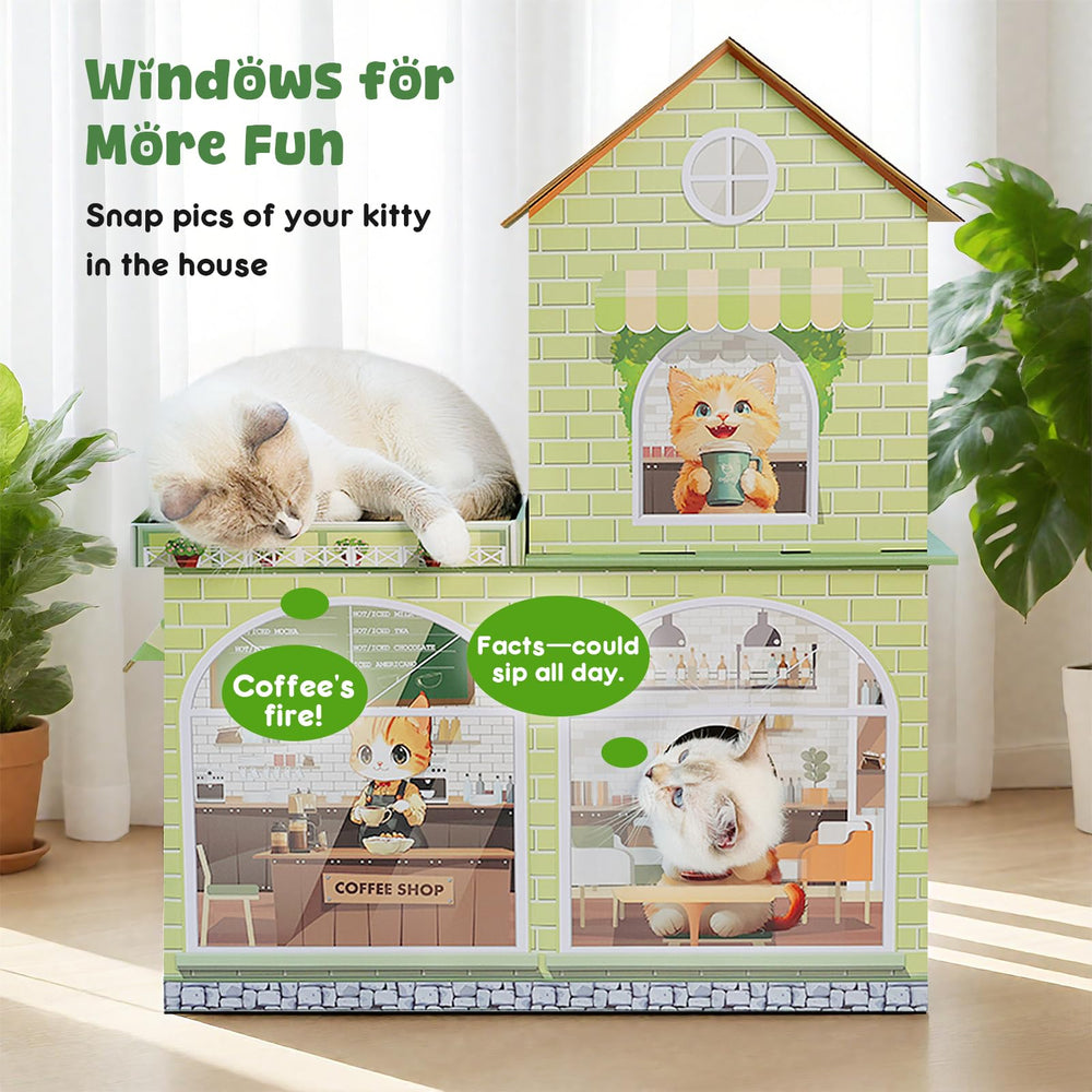 TOYSBOOM cat house peekaboo windows invite curious cats to peek and explore.