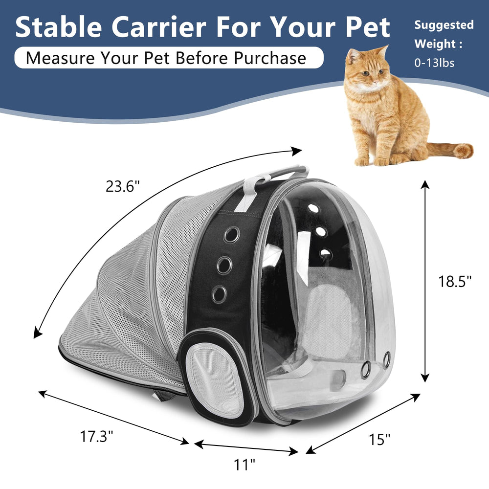 TOYSINTHEBOX cat backpack bubble-window provides clear viewing for curious pets.