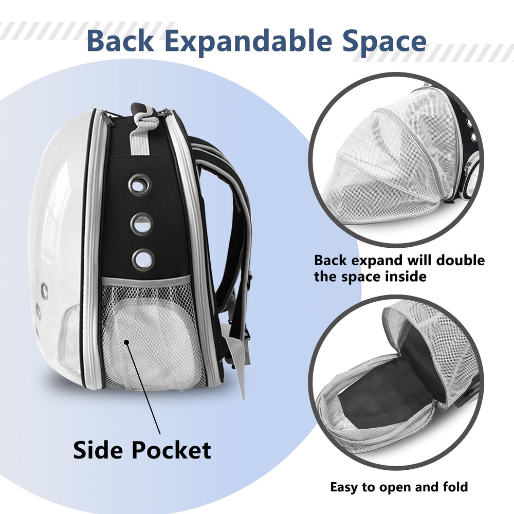 TOYSINTHEBOX cat backpack side-pockets keep essentials within reach during trips.