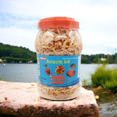 Toyuto premium freeze-dried krill shrimp mix closeup of natural ingredients.