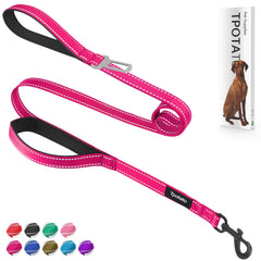 Tpotato 6ft fuchsia dog leash with dual handles for versatile, controlled walks.