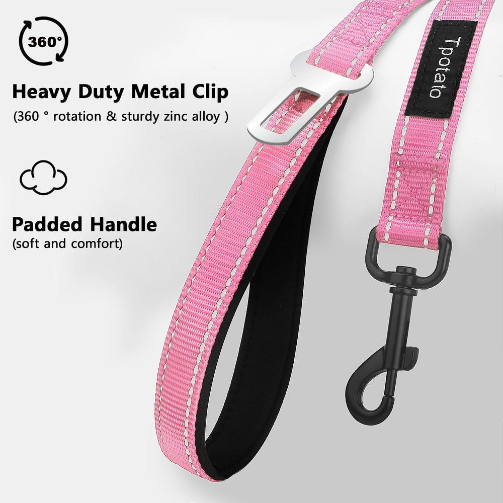 Tpotato pink leash features padded handle for comfortable everyday walking
