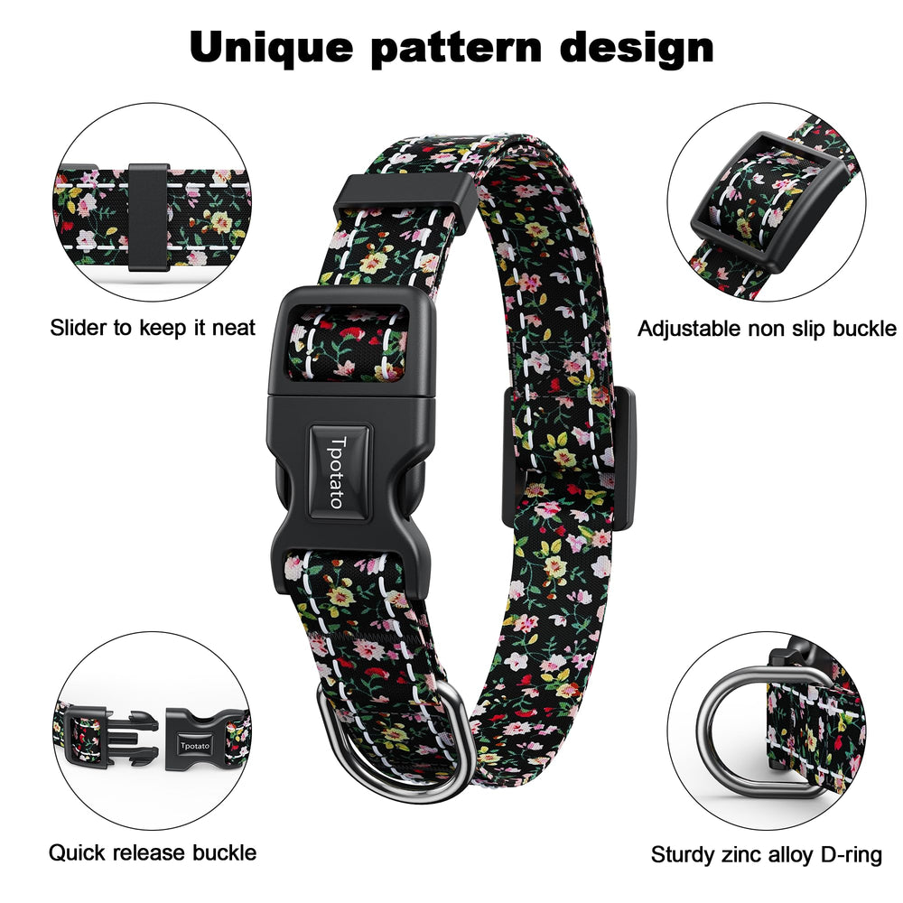 Tpotato soft nylon dog collar with quick release buckle for comfy daily wear