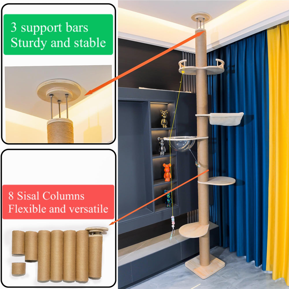 TQEW cat tree 5 accessories non-slip mats for safe lounging.