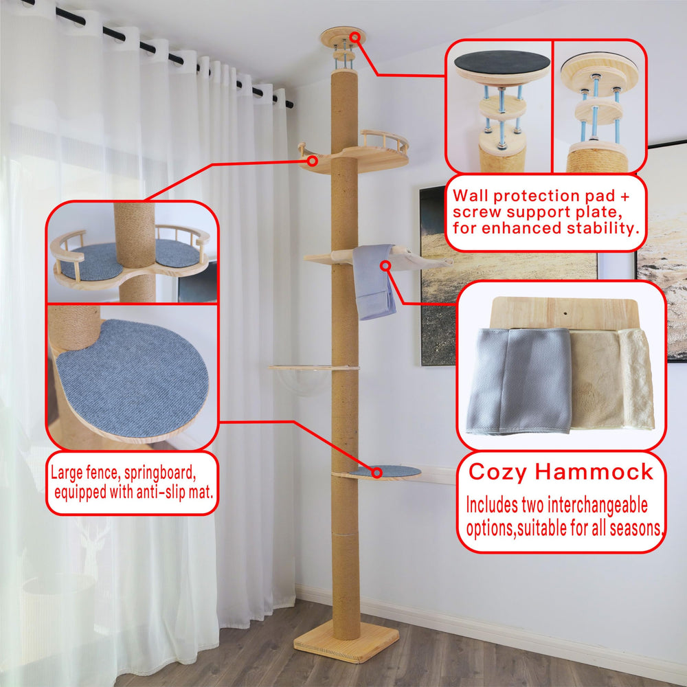 TQEW cat tree post configuration highlights eight sturdy sisal posts for diverse play