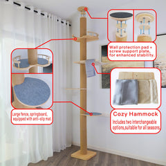 TQEW cat tree post configuration highlights eight sturdy sisal posts for diverse play
