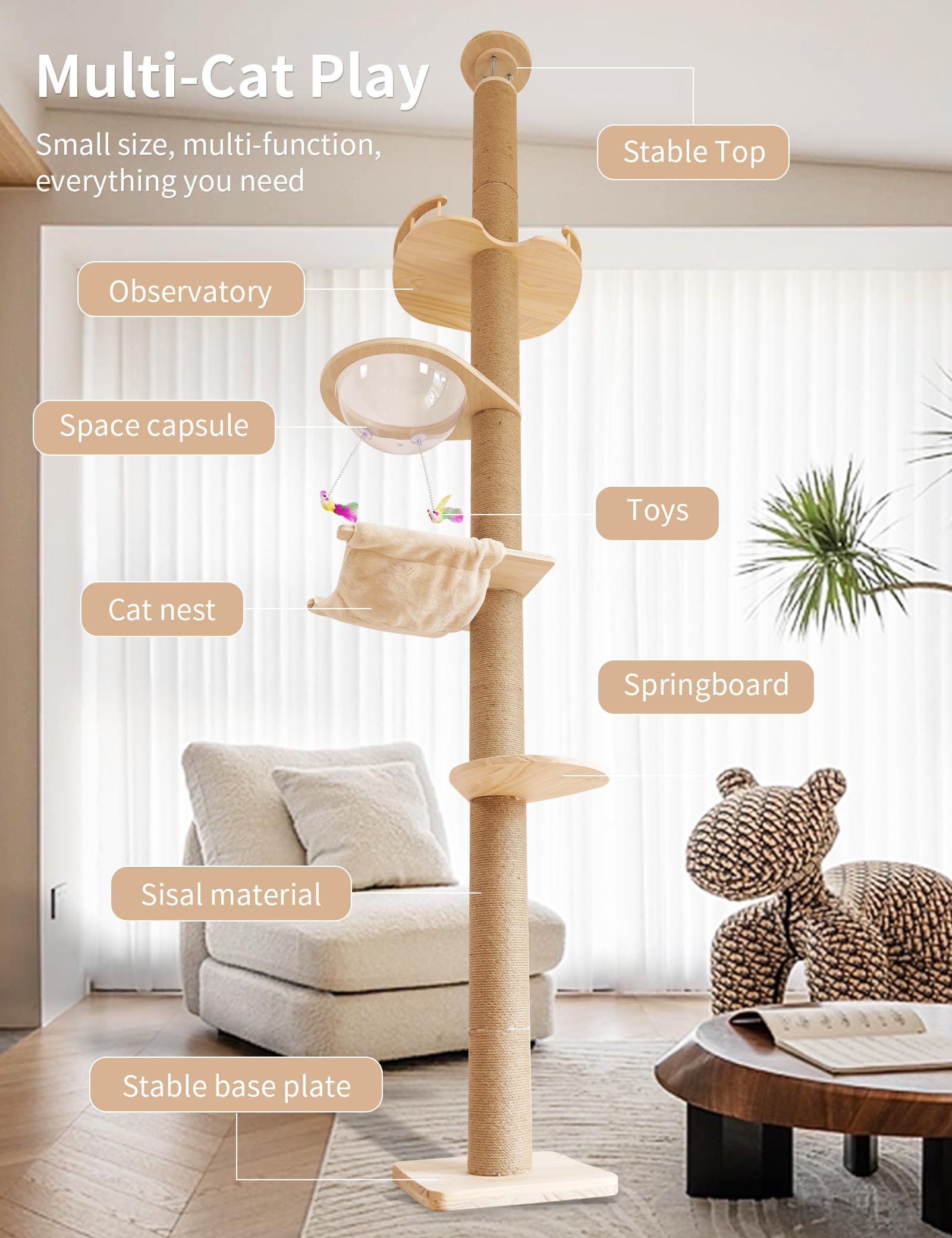 TQEW floor-to-ceiling design demonstrates no ceiling drilling required, easy setup
