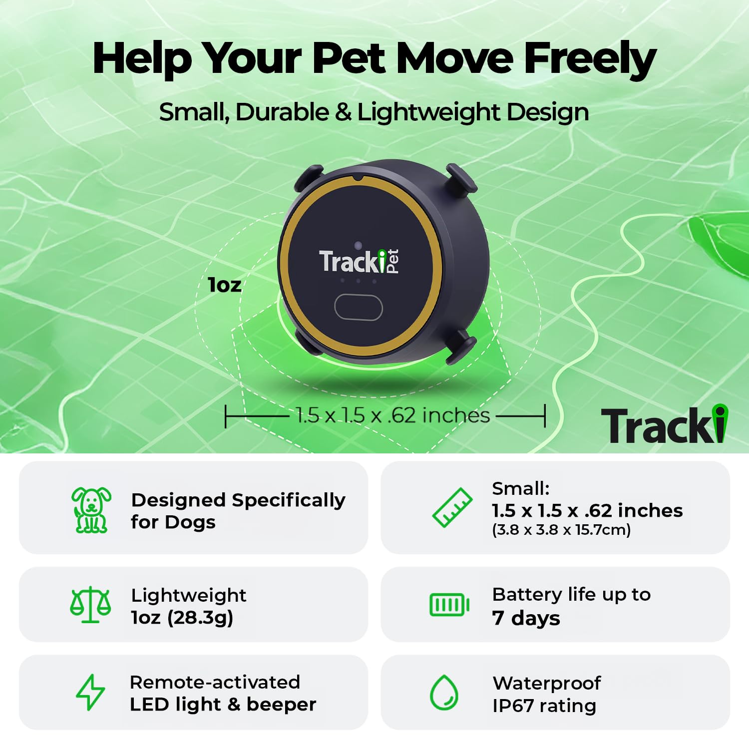 Tracki dog GPS tracker real-time-map shows precise live location for quick pet recovery.