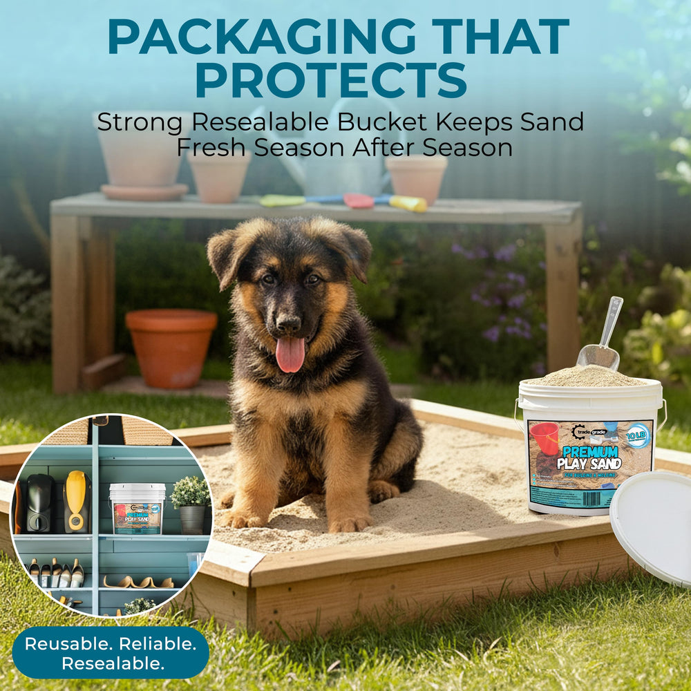 Trade Grade Play Sand invites creative play with stable textures suitable for various setups.