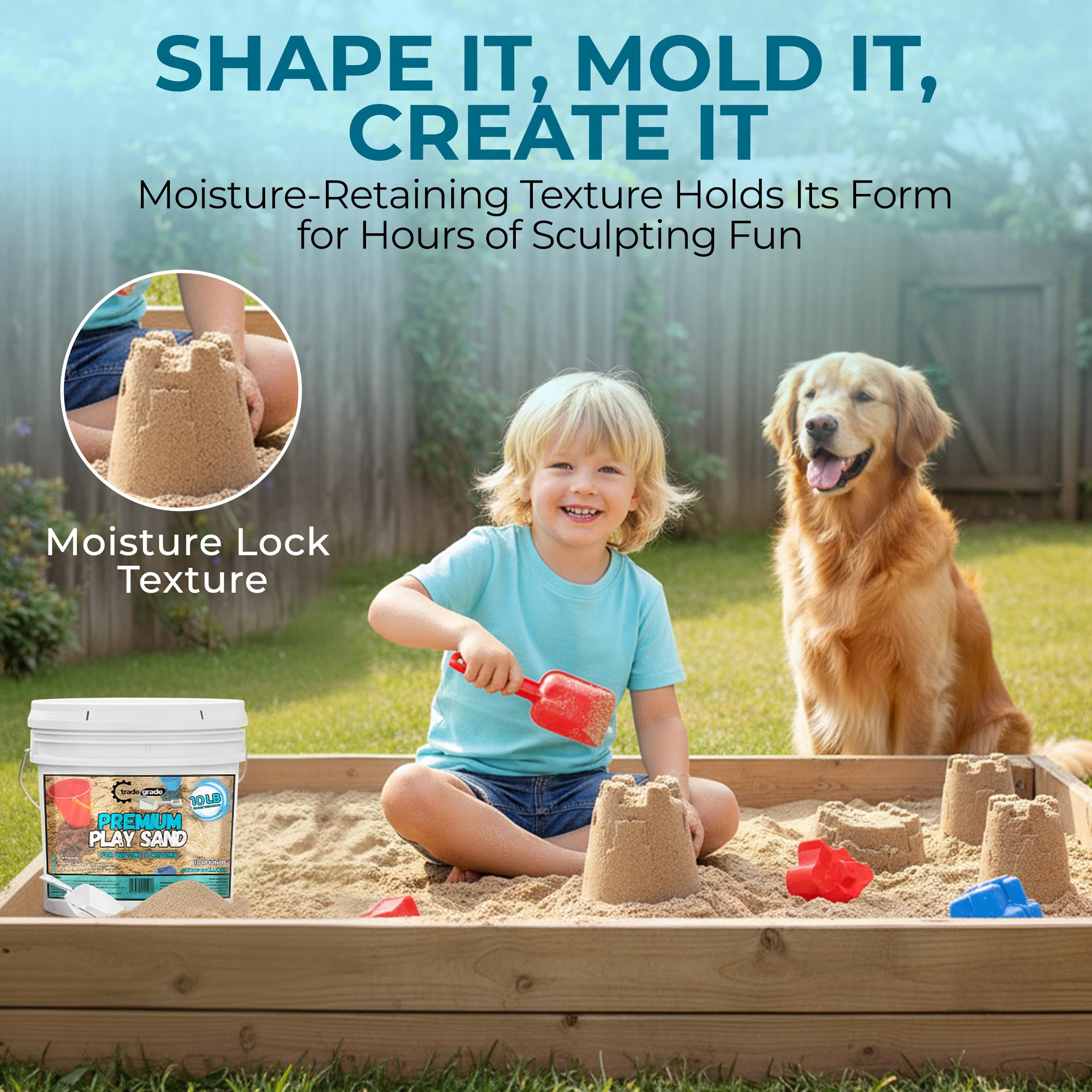 Trade Grade Play Sand on a kid-friendly table supports tactile learning during play.