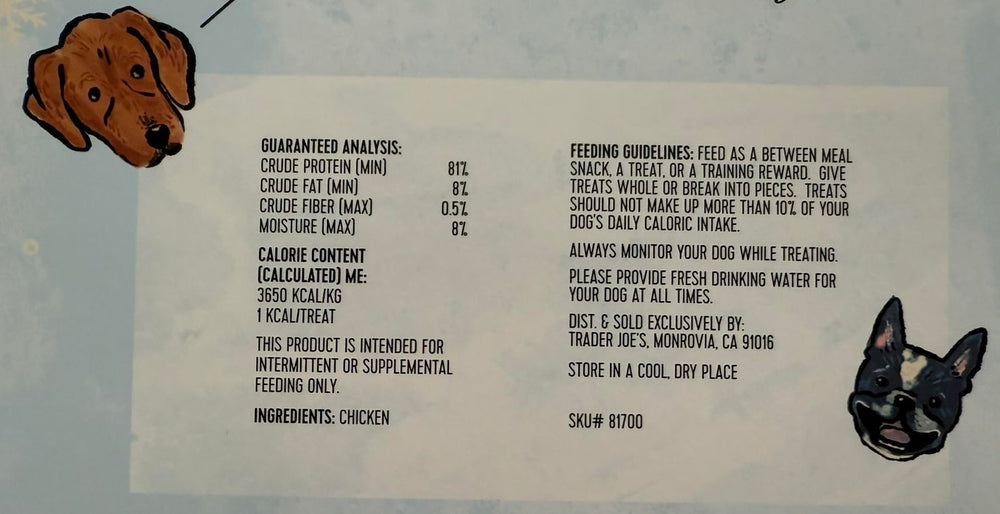 Trader Joe Advent Calendar for Dogs treats setup highlighting salmon and sweet potato flavors