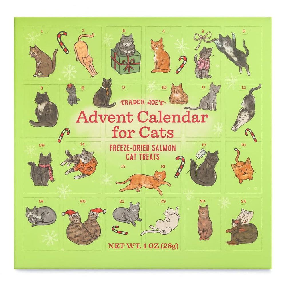 Trader Joe's Cat Advent Calendar salmon pieces for daily treats, exciting holiday countdown.