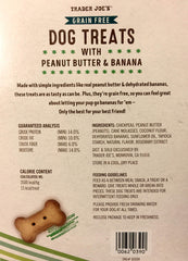 Trader Joe's dog treats peanut butter banana serving bowl showcases tasty reward.