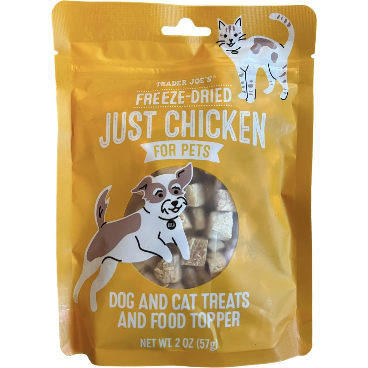 Trader Joe's Just Chicken freeze-dried treats in package, protein-rich topper