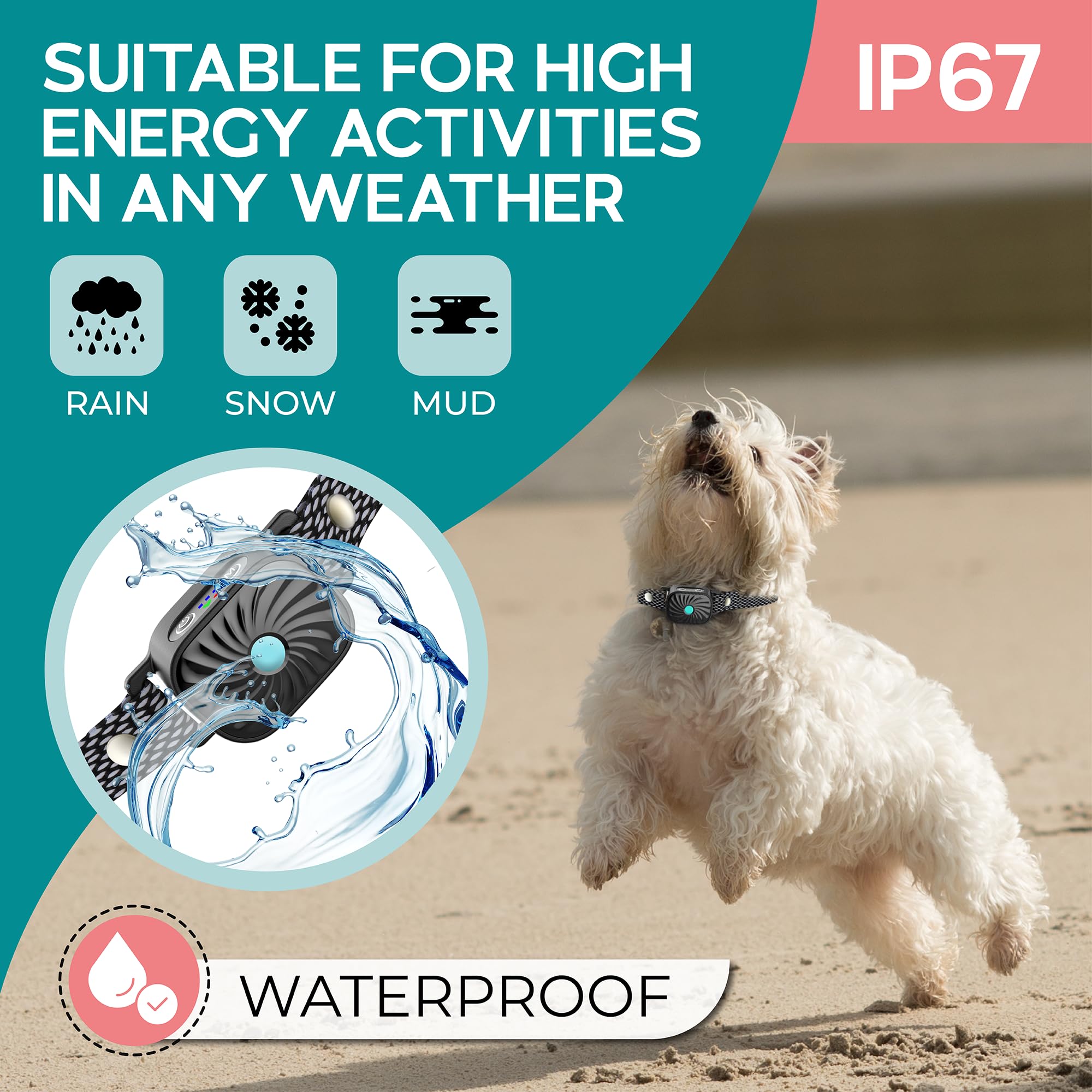 TrainTail bark collar rechargeable battery: long-lasting power for days of use between charges.