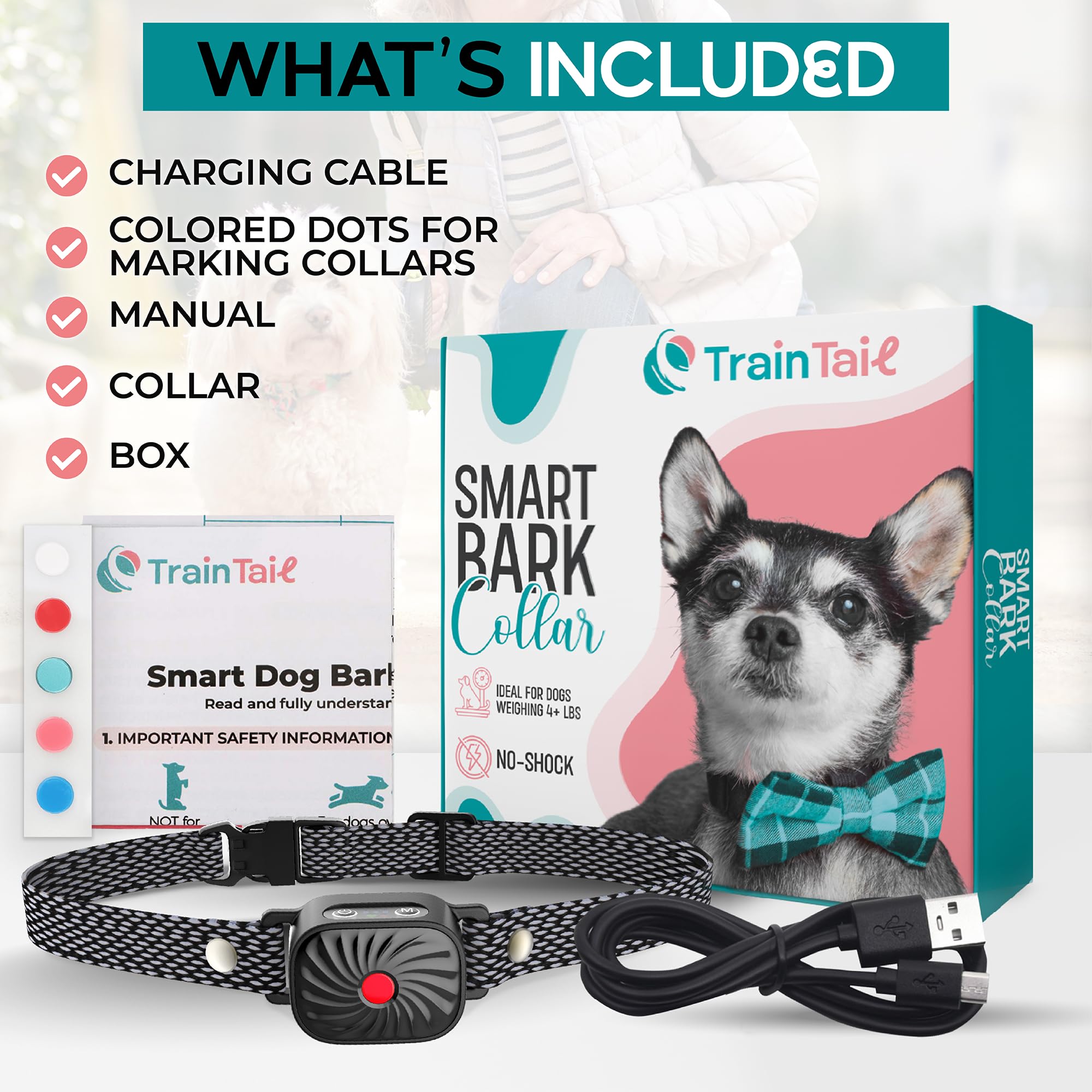 TrainTail bark collar smart microphone: accurate bark detection reduces false triggers during walks.