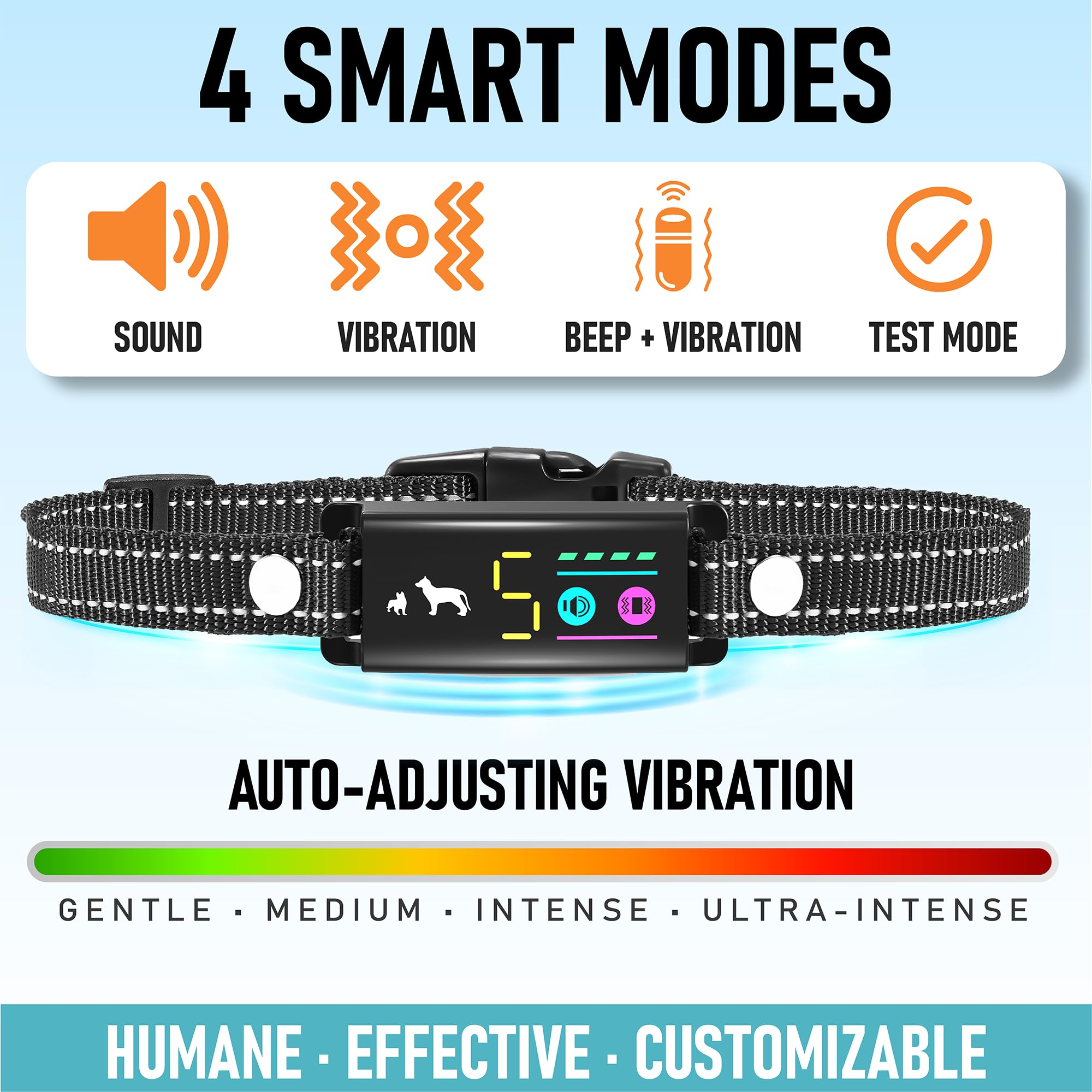 TrainTail No-Shock Bark Collar modes-beep-vibration offers gentle training cues