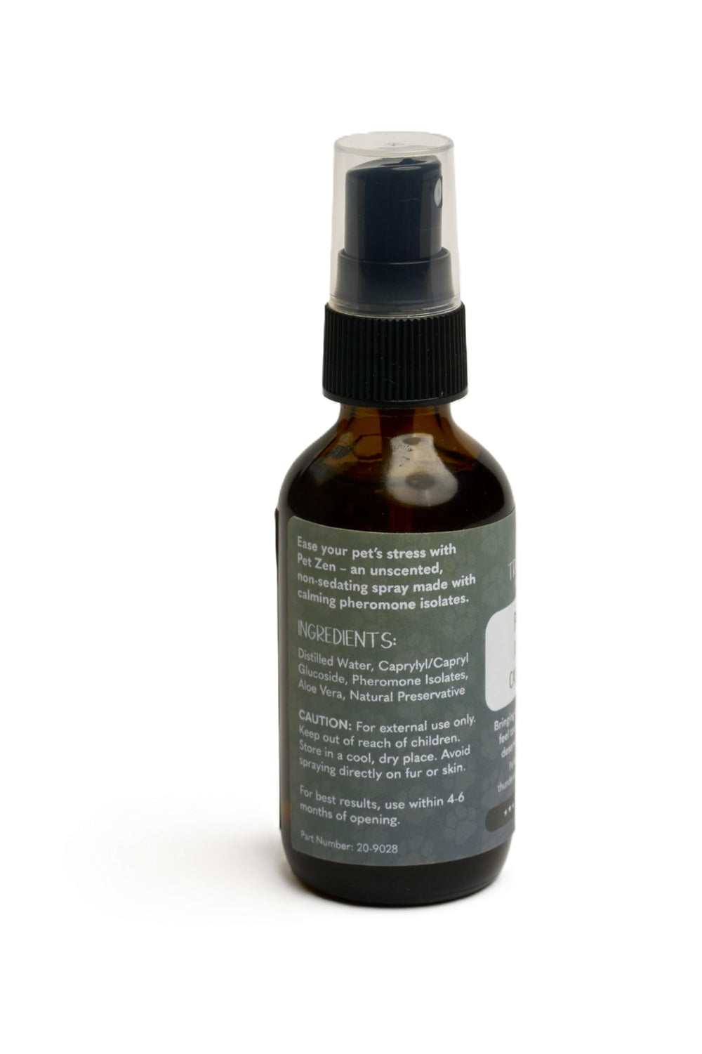 Tranquil Tails Pet Zen bottle highlighting alcohol-free formula
