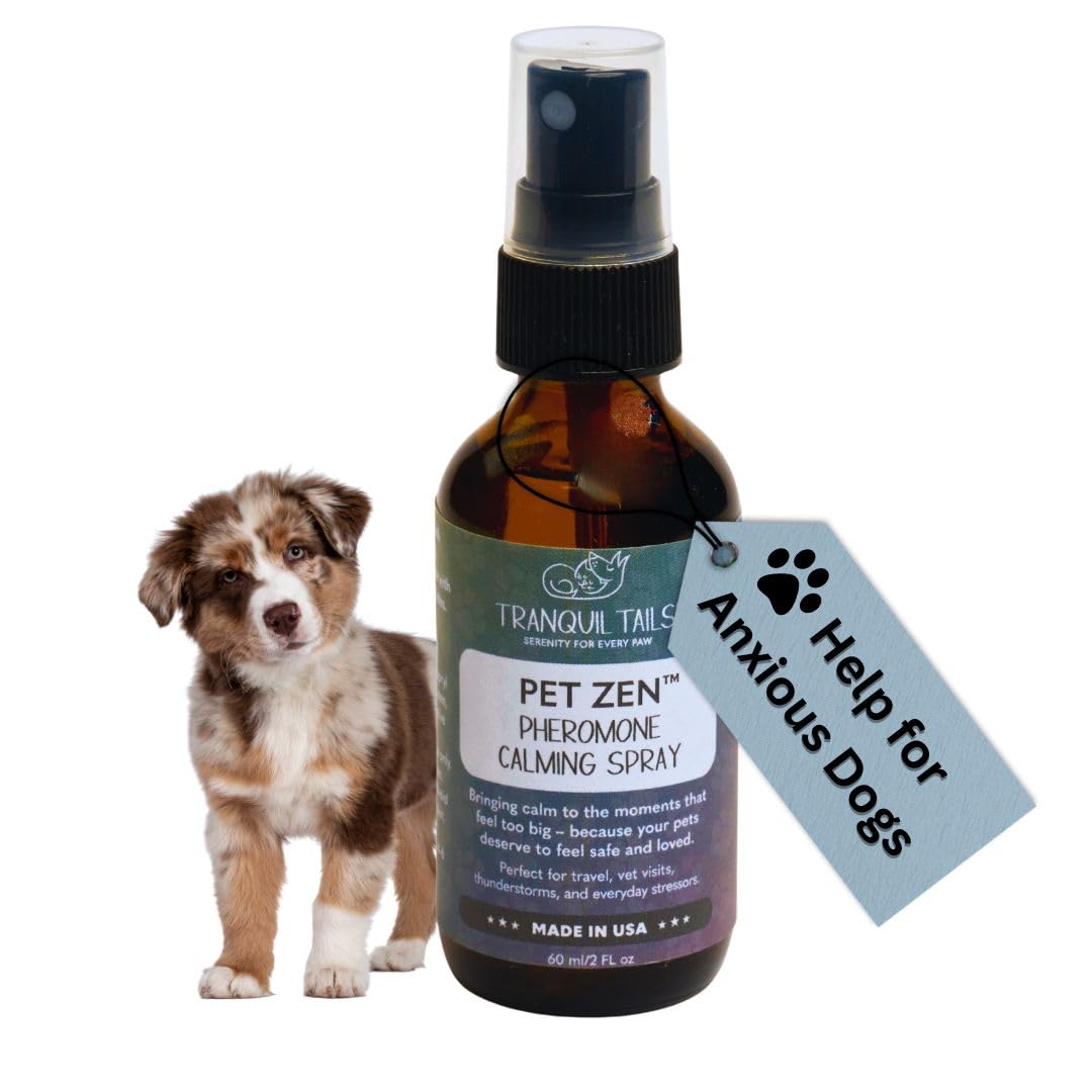 Tranquil Tails Pet Zen spray bottle close-up for quick calming support