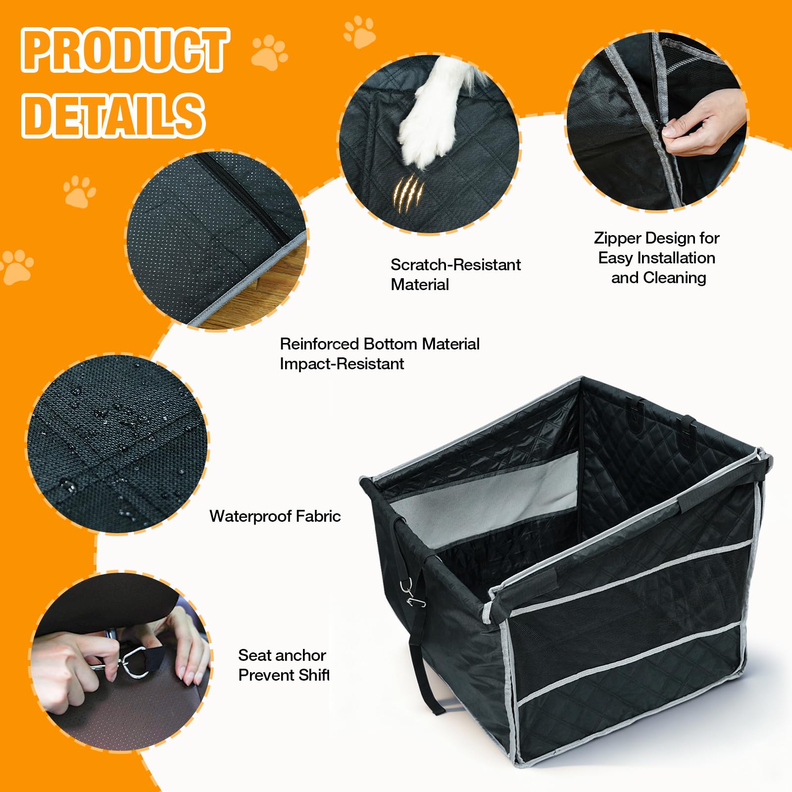 Tranquitas dog car seat bottom-plates emphasize sturdy support for dogs