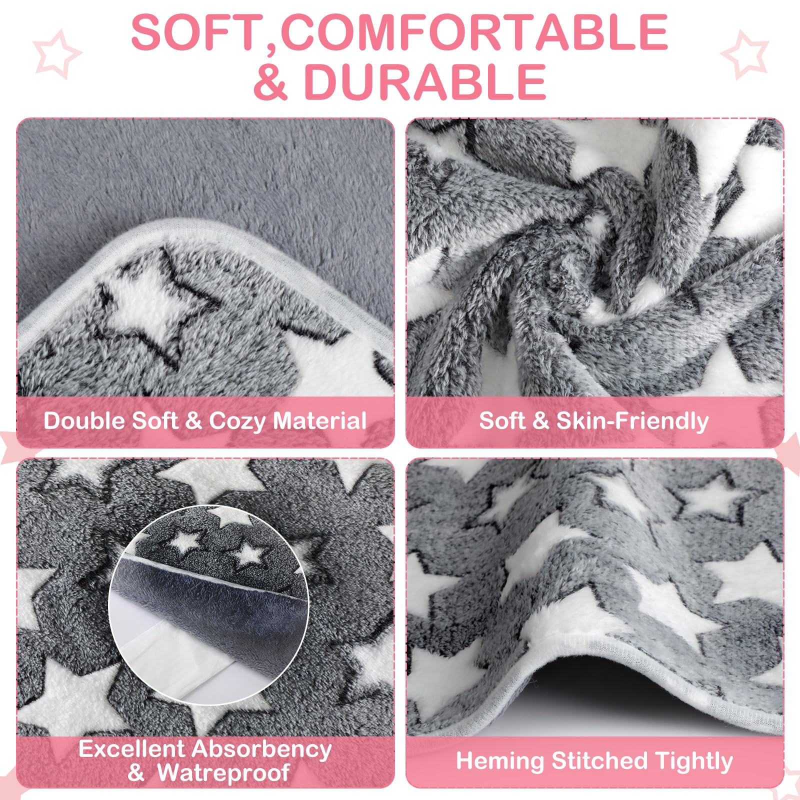Tranqun black-white star blanket protects beds from leaks.