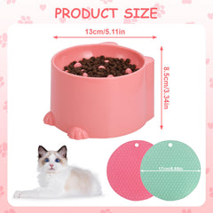 TranRantic tazón gato alto ergonómico rosa, postura cómoda durante la comida