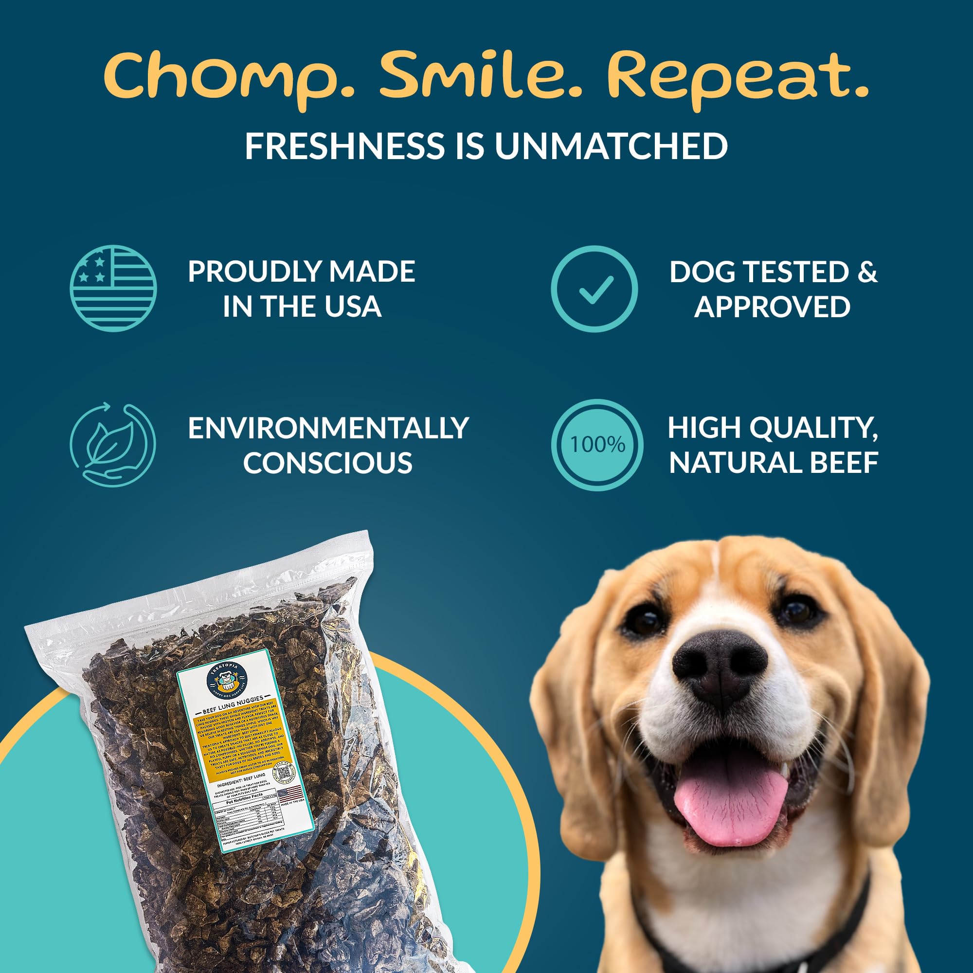 TREATOPIA bag-open shot highlights convenient chew rewards for dogs.