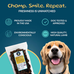 TREATOPIA Lamb Lung Filet bag back view showcasing packaging details.