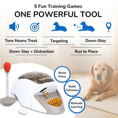 Treat&Train remote control reaches up to 100 feet for focused practice