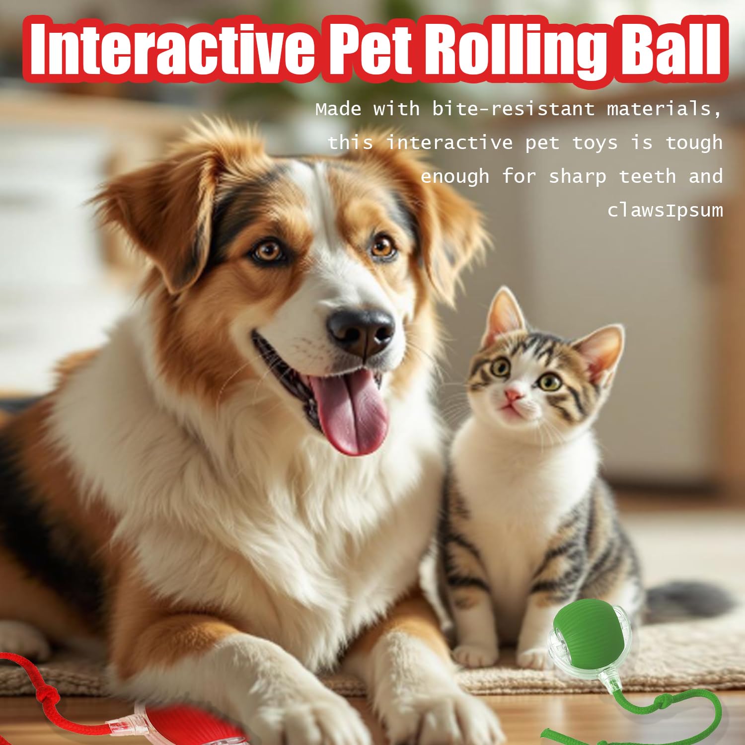 Treayes 360° rolling ball in action, promotes continuous play for pets.