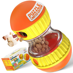 TRECKPET dog treat dispenser bright-yellow toy for engaging playtime and training.