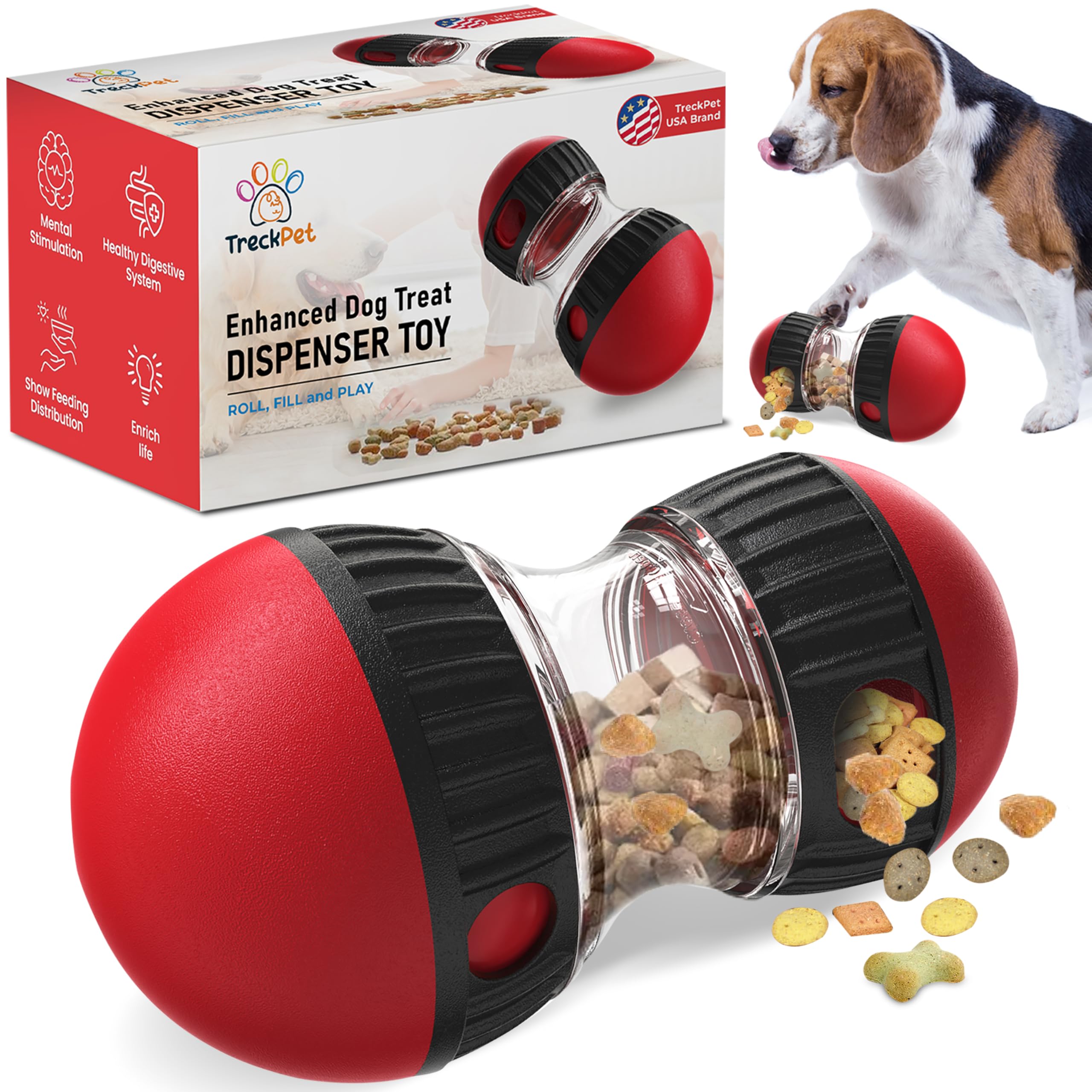 TRECKPET treat-dispensing-toy front-view boosts engagement during meals.