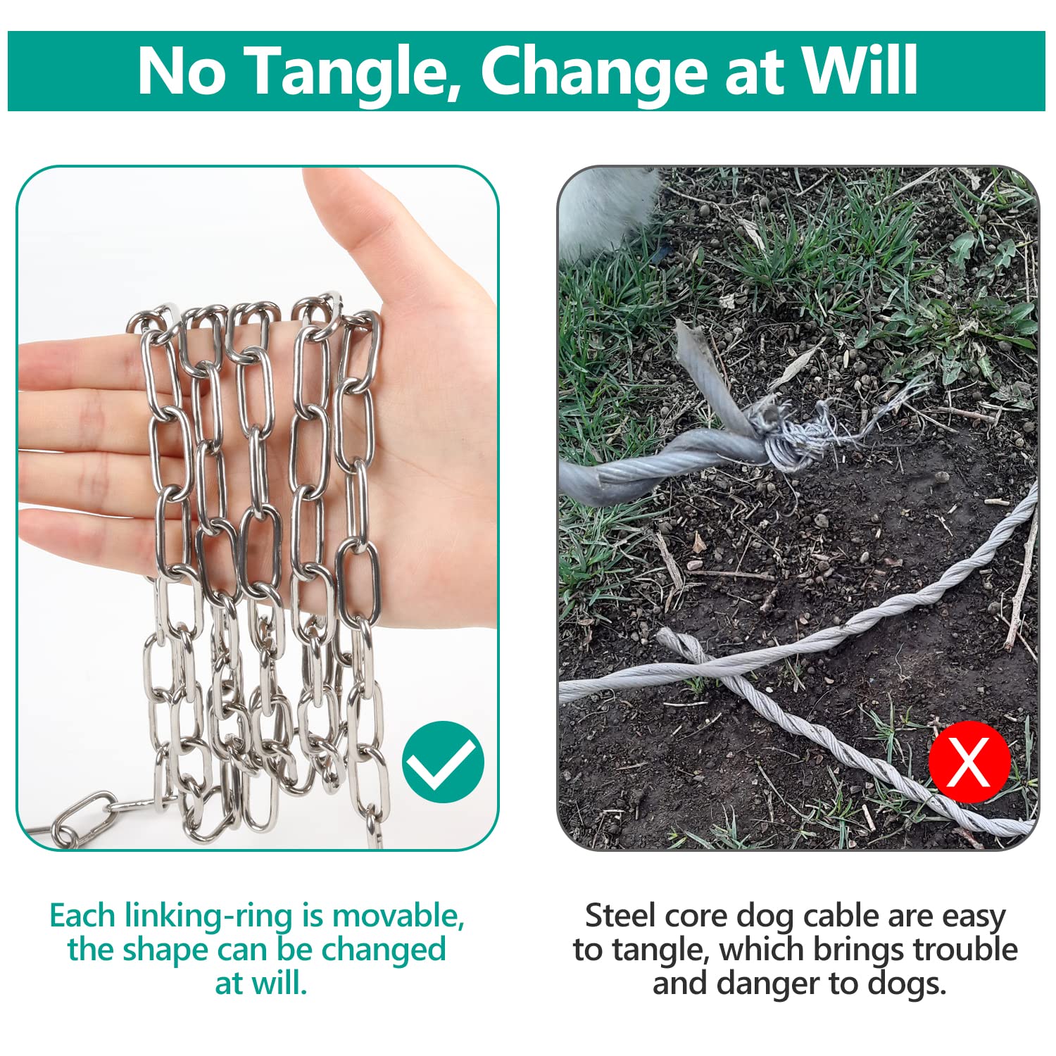 Tresbro 15-feet dog cable ideal for yard, park, and camping adventures.