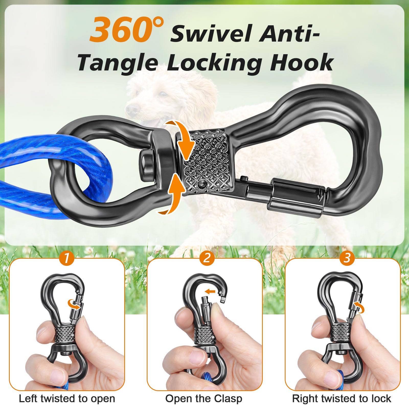 Tresbro 7x19 stainless steel core delivers strength for dogs up to 500 lbs.