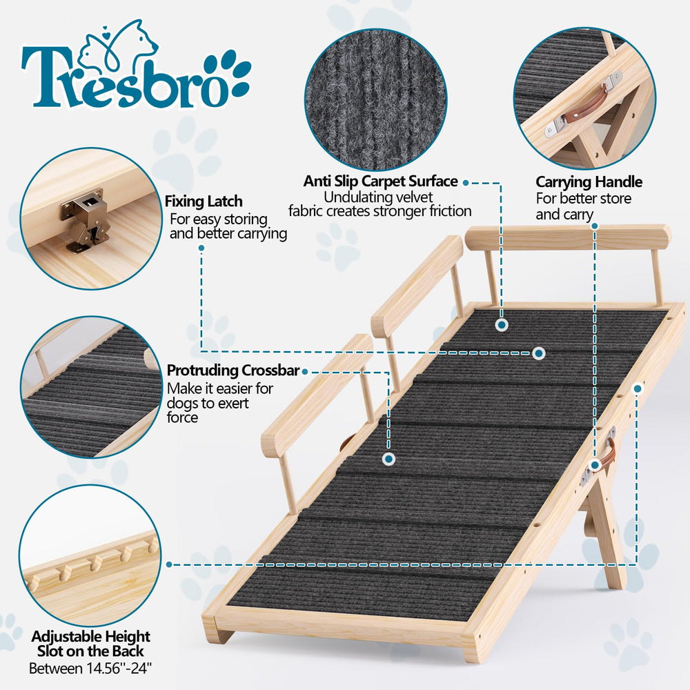 Tresbro Dog Ramp anti-slip surface improves traction during climbs.