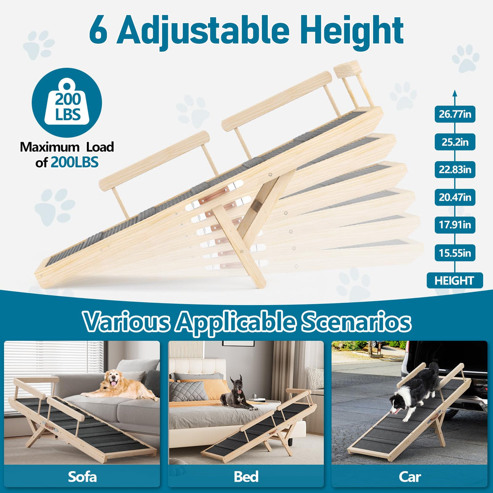 Tresbro Dog Ramp six height positions show versatile setup for beds and sofas.