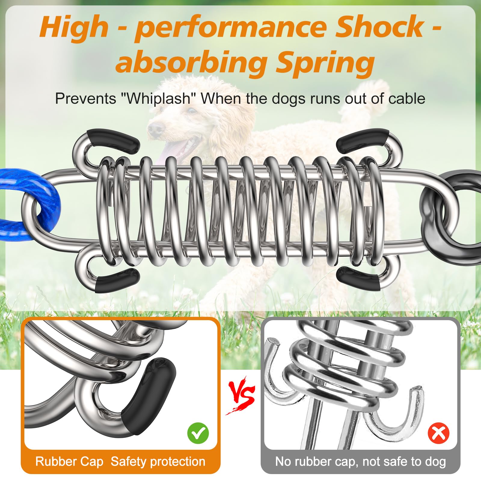 Tresbro locking hook with 360-degree rotation prevents tangling during runs.